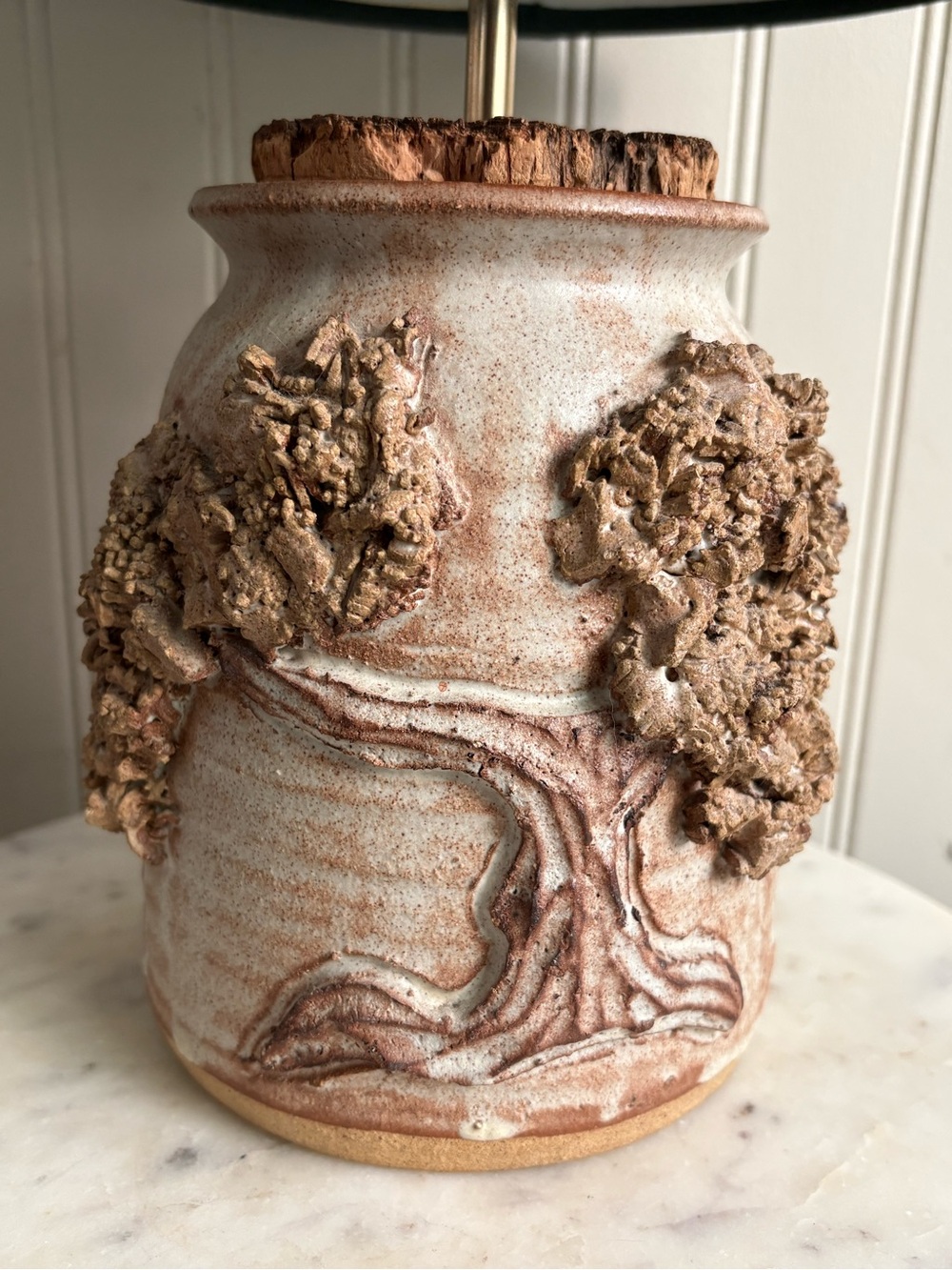 Vintage Primitive Stoneware Jar w/Natural Cork Table Lamp Handmade Rustic VTG - Picture 4 of 16
